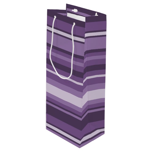 Lavender stripes wine gift bag (Front Angled)