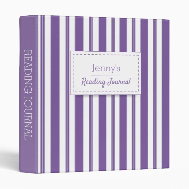 Lavender Stripped Reading Journal 3 Ring Binder (Front/Spine)