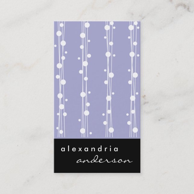 Lavender Stylish Dots and Straw Business Cards (Front)
