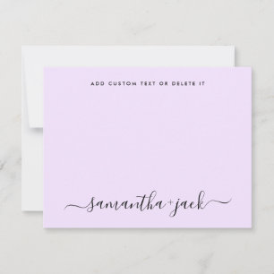 Lavender Stylish Script Elegant Minimalist Note Card