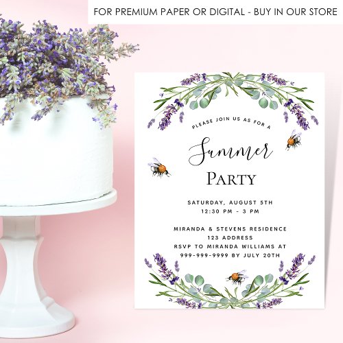 Lavender summer party budget invitation flyer