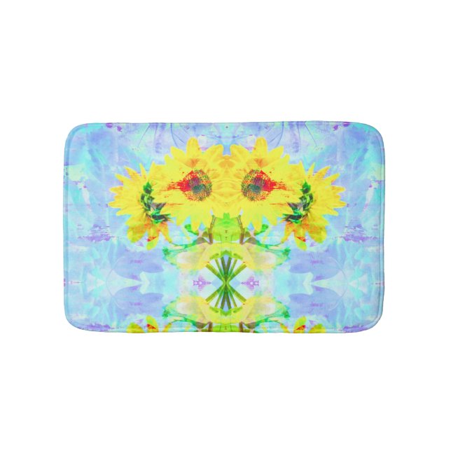 Lavender Sunflowers Bath Mat (Front)