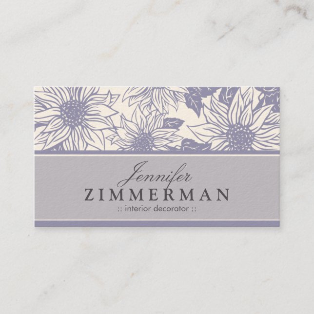 Lavender Sunflowers Floral Business Card (Front)
