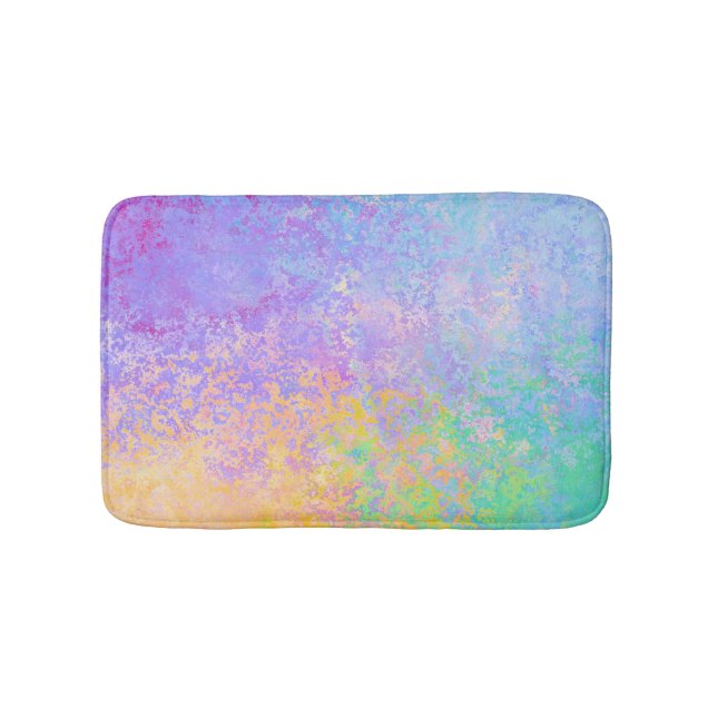 Lavender Sunrise Pastel Neon Alcohol Ink Abstract Bath Mat (Front)