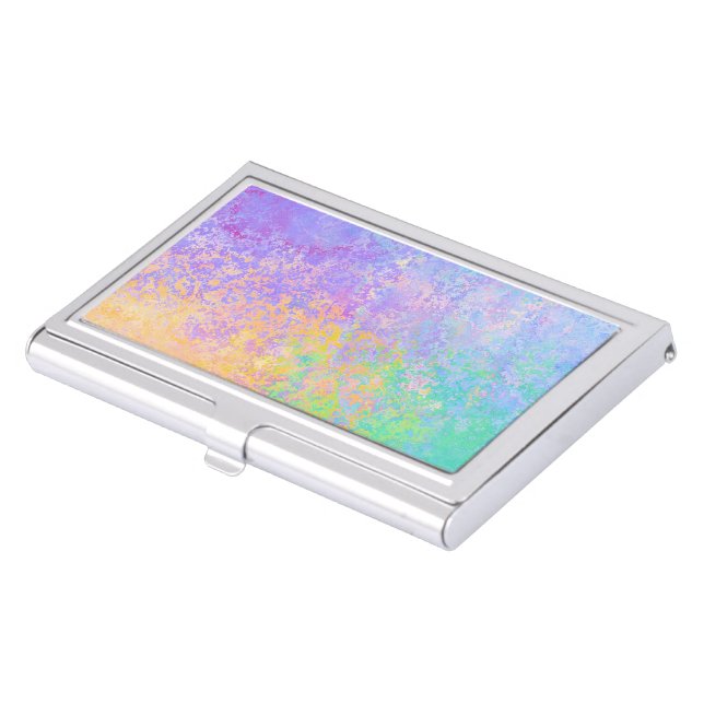 Lavender Sunrise Pastel Neon Alcohol Ink Abstract Business Card Case (Front)