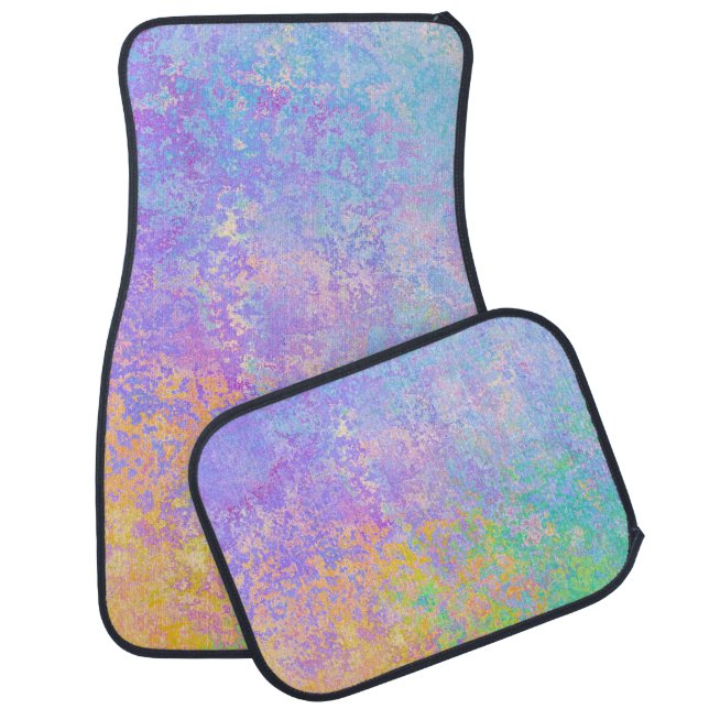 Lavender Sunrise Pastel Neon Alcohol Ink Abstract Car Floor Mat (Set)
