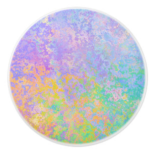 Lavender Sunrise Pastel Neon Alcohol Ink Abstract Ceramic Knob