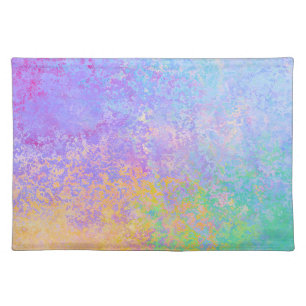 Lavender Sunrise Pastel Neon Alcohol Ink Abstract Cloth Placemat