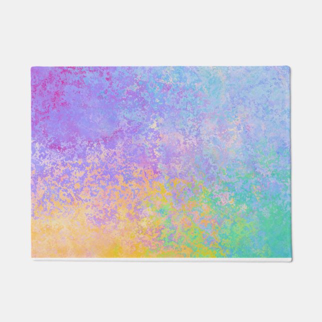 Lavender Sunrise Pastel Neon Alcohol Ink Abstract Doormat (Front)