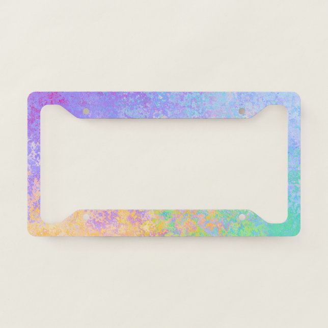 Lavender Sunrise Pastel Neon Alcohol Ink Abstract License Plate Frame (Front)