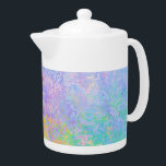 Lavender Sunrise Pastel Neon Alcohol Ink Abstract Teapot<br><div class="desc">This Lavender Sunrise design features neon pastel shades of bright purple, soft sky blue, glowing yellow orange, and fluorescent green in an abstract alcohol ink pattern.</div>