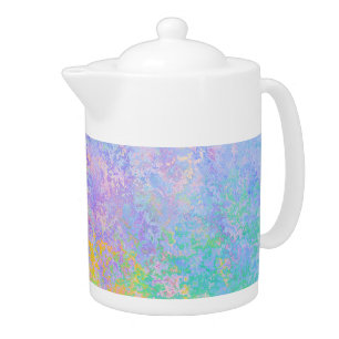 Lavender Sunrise Pastel Neon Alcohol Ink Abstract Teapot