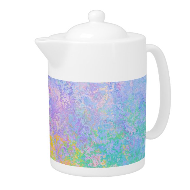 Lavender Sunrise Pastel Neon Alcohol Ink Abstract Teapot (Right)