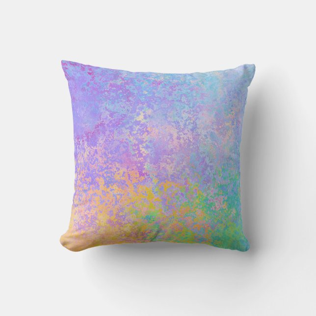 Lavender Sunrise Pastel Neon Alcohol Ink Abstract Throw Pillow (Front)