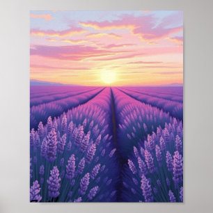 Lavender Sunset Dream: An Impressionistic Landscap Poster