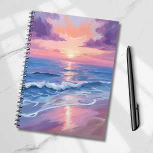 Lavender Sunset Purple Beach Ocean Watercolor Notebook