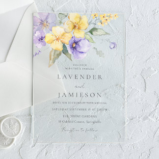 Lavender & Sunshine Floral Summer Wedding Acrylic Invitations