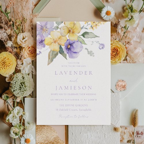 Lavender  Sunshine Floral Summer Wedding Invitation