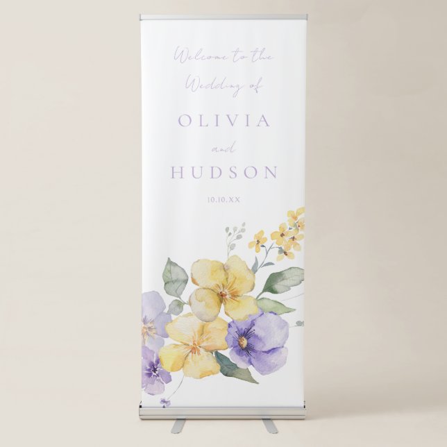 Lavender & Sunshine Floral Wedding Retractable Banner (Front)