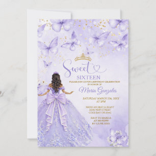 Lavender Sweet 16 Invitation with Butterflies