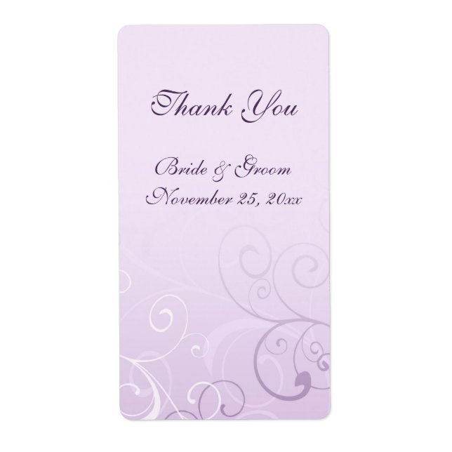 Lavender Swirls Wedding Labels (Front)