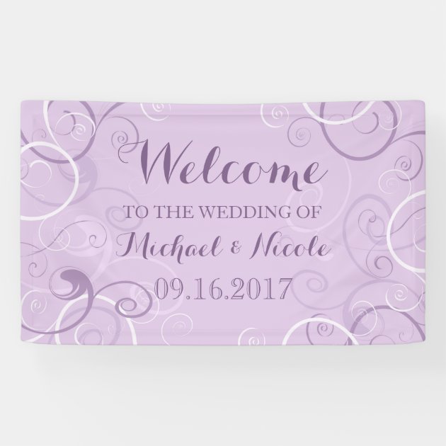 Lavender Swirls Wedding Welcome Sign
