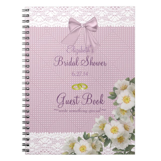Lavender Swiss Dots Bridal Shower Guest Book - (Front)