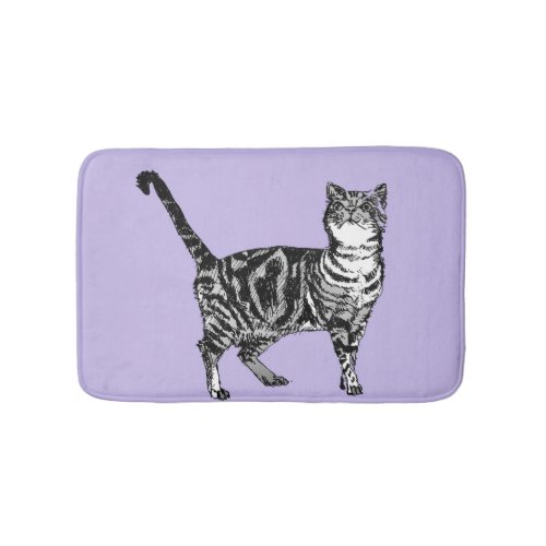 Lavender Tabby Cat Pastel Girls Cats pets Bath Mat