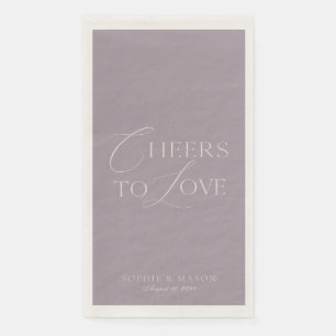 Lavender Taupe “Cheers to Love” Wedding Paper Guest Towels