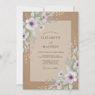 Lavender Taupe Petal Wedding Invitation