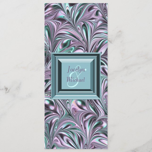 Lavender Teal Blue Wedding Program (Front)