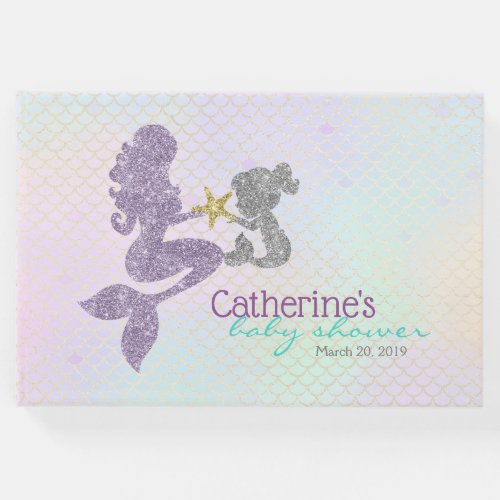 Lavender  Teal Mermaid Baby Shower Guest Book