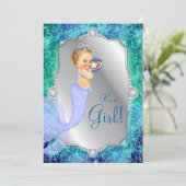 Lavender Teal Under the Sea Mermaid Baby Shower Invitation (Standing Front)