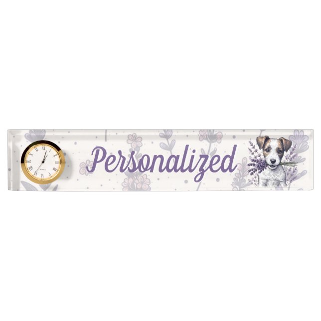 Lavender Terrier Love Desk Name Plate (Front)