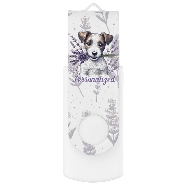 Lavender Terrier Love Flash Drive (Front Vertical)