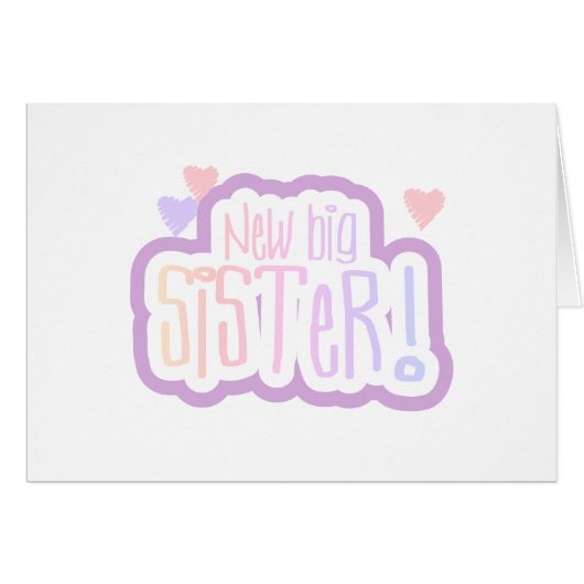 Lavender Text New Big Sister Cards (Front Horizontal)