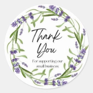 Lavender Thank You Classic Round Sticker