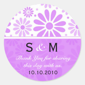 Lavender Thank You Monogram Wedding Favor Labels