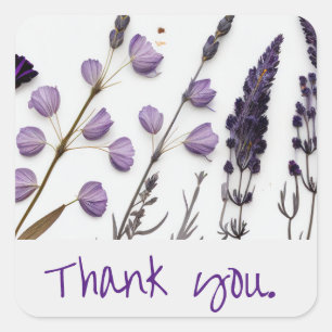 Lavender Thank You Square Sticker