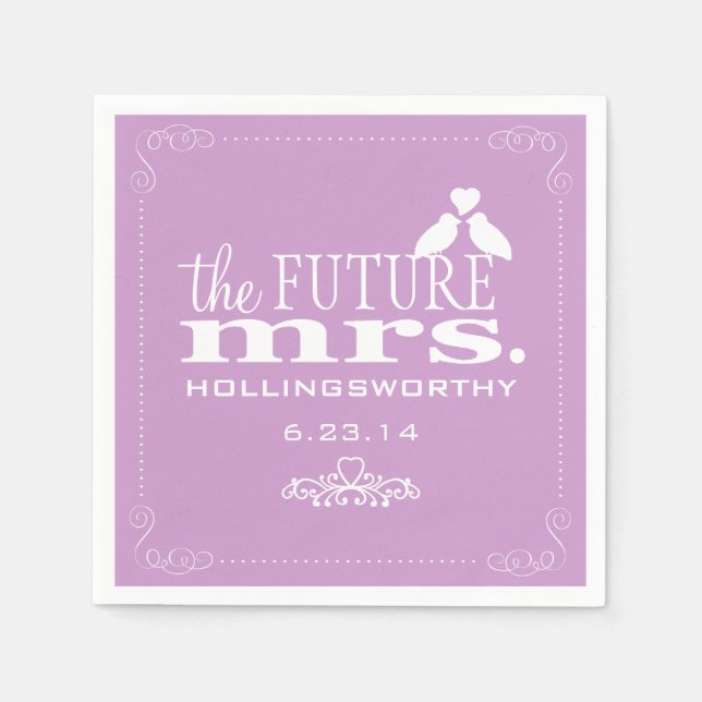 Lavender The Future Mrs Bridal Shower Paper Napkins (Front)