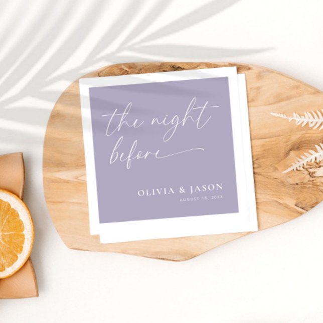 Lavender The Night Before Rehearsal Dinner Napkins (Creator Uploaded)