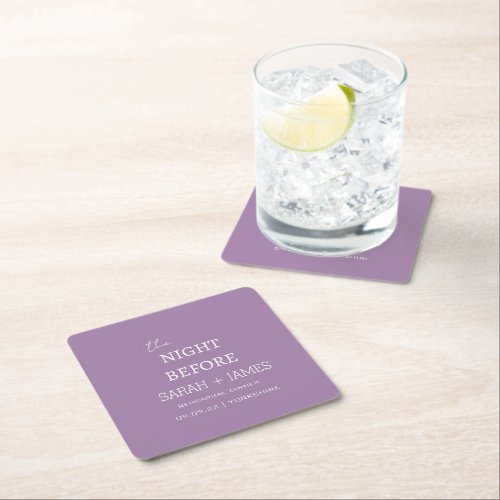Lavender the Night Before Rehearsal Dinner Wedding Square Paper Coaster
