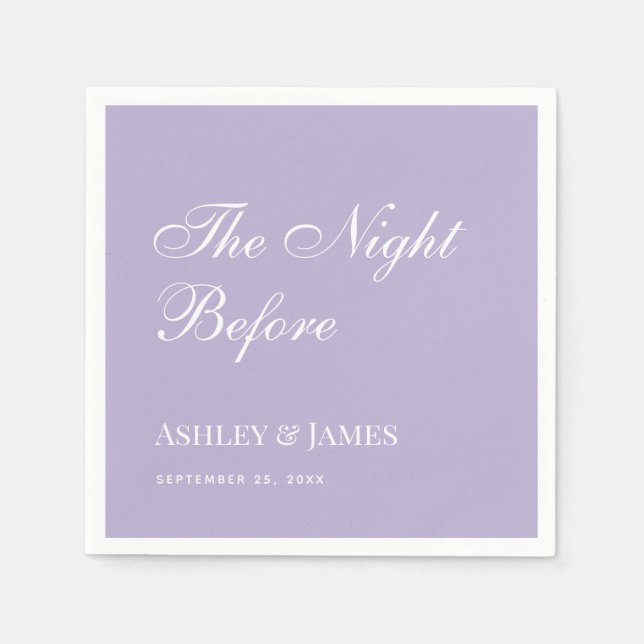 Lavender The Night Before Simple Rehearsal Dinner  Napkins (Front)
