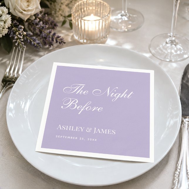 Lavender The Night Before Simple Rehearsal Dinner  Napkins (Creator Uploaded)