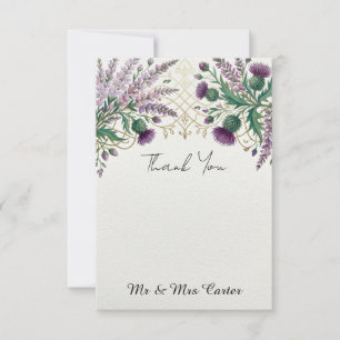 Lavender Thistle Scottish Wedding Thank You Card