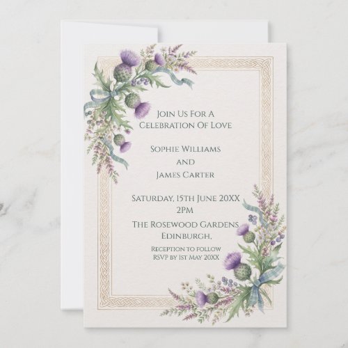 Lavender Thistle Wedding Invitation