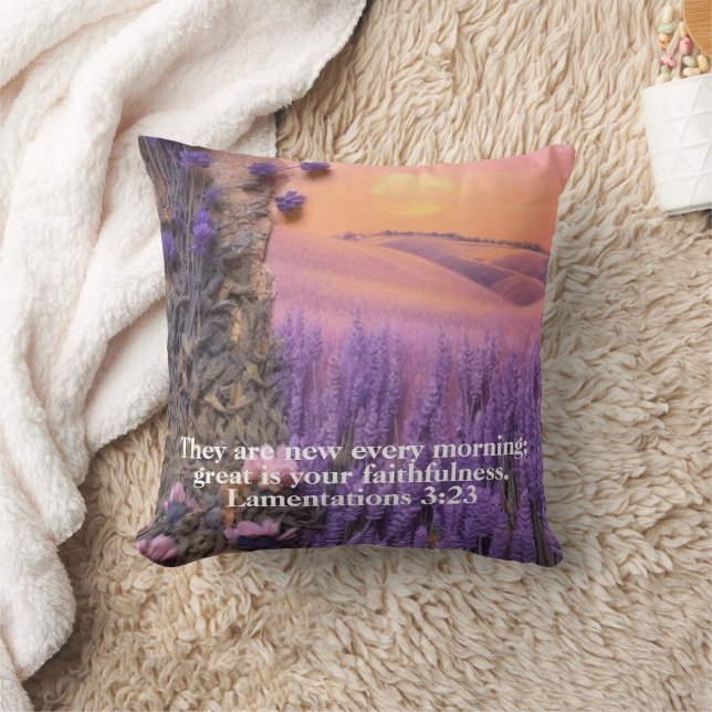 Lavender Throw Pillow Lamentations 3:23 (Blanket)