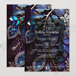 Lavender Thunder Botanical Gemstone Abstract Invitation