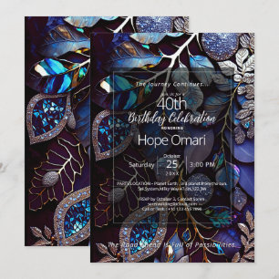 Lavender Thunder Botanical Gemstone Abstract Invitation
