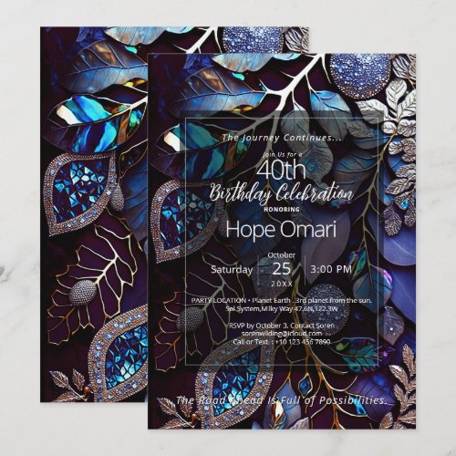 Lavender Thunder | Botanical Gemstone Abstract Invitation